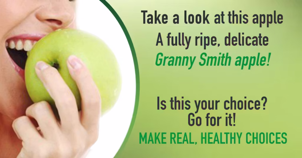 Take a look at this apple. A fully rip, delicate granny smith apple!